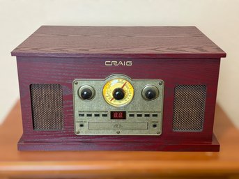 Craig 5-in-1 Turntable System W/ CD Player, Vinyl Record Player, & AM/FM Radio Model CD684a-BLS