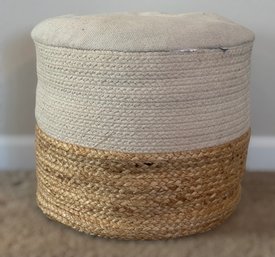 Natural Jute & Braided Cotton Round Pouf Ottoman