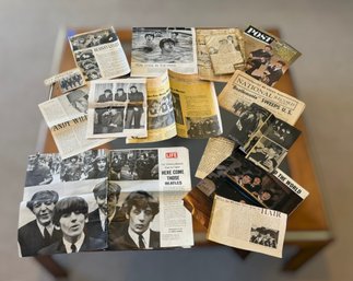 Vintage Beatles Beatlemania Ephemera Collection Featuring Newspaper Clippings, Magazine Features & Photograhs