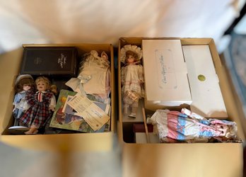 Vintage Collector Doll Assortment With Boxes, Certificates & Porcelain Dolls Lot 1 Of 2