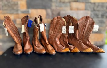 Panhandle Slim Western Cowboy Boots Featuring Calf Leather & Yellow Ostrich Tips Mens 9.5D - 4 Pair