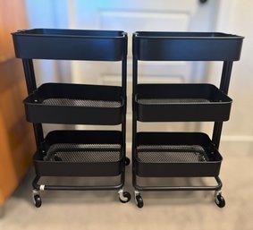 IKEA Raskog Black Metal 3-tier Rolling Utility Carts - Lot Of 2