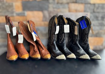 Panhandle Slim Western Cowboy Boots Featuring Yellow & Cream Ostrich Tips Mens 10D - 4 Pair