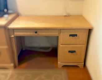 Natural Pine Handmade John Sarsfield Desk Ft. Durable Solid Wood Construction & Three Drawers - Lot 2 Of 2