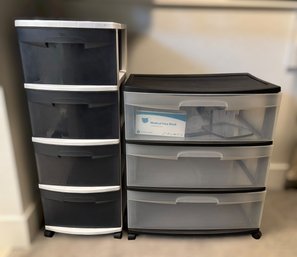 Sterilite Plastic 3-drawer & 4-drawer Rolling Organizers - Lot Of 2