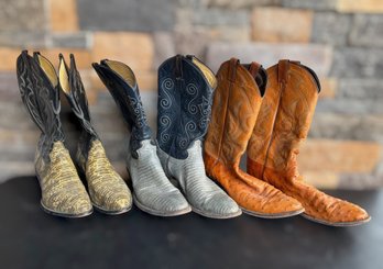 Justin & Panhandle Slim Mens Western Boots Featuring Multi-tone Lizard & Orange Ostrich Leather Size 12D & 13A