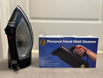Esteam Pink Personal Hand-held Garment Steamer & HamiltonBeach Steam Iron Model 14289