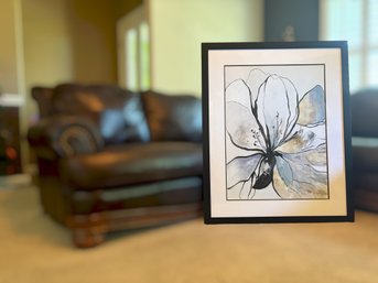 Contemporary Botanical Floral Artwork In Attractive Black Frame 35 X 43 Inches