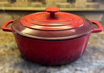 Cooks Red Enameled Cast Iron Dutch Oven With Lid
