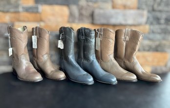 Texas Brand Leather Western Grey & Taupe Roper Boots Sizes 8D & 8.5D - 3 Pairs