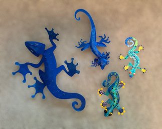 Set Of Four Decorative Metal Lizard/gecko Wall Hangings