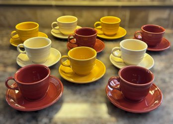 Fiesta Homer Laughlin Cup & Saucer Set – Yellow, Red & Ivory