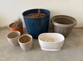 Small Collection Of Ceramic And Resin Outdoor Planter Pots