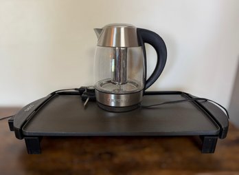 Chefman 1.8L Electric Glass Kettle With Tea Infuser And Electric Griddle