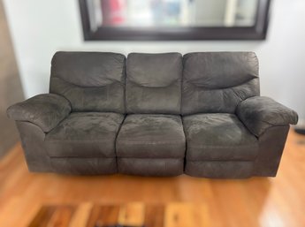 AWH Furniture Charcoal Microfiber Three Seat Duel Reclining Sofa