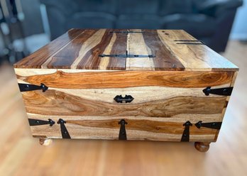 Custom Made Solid Rosewood Storage Trunk/coffee Table With Hinged Lid And Four Drawers
