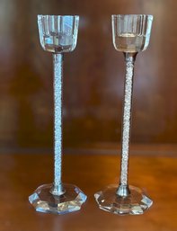 Simon Designs 8' Crystal Diamond Stem Candlestick Pair - Set Of 2 With Box