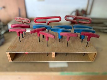 Eklind T-Handle Hex Key Sets With Wooden Storage Rack