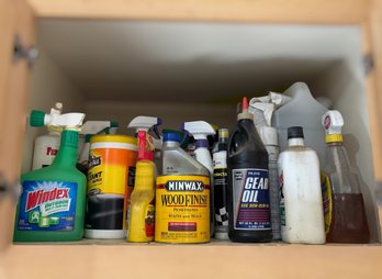 Assorted Garage & Household Supplies With Vintage Metal Oil Can Sprayer