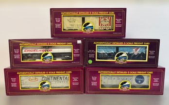 M.T.H. Doe Cast Metal O Scale Train Cars W/ Pillsbury, Engelhard, Continental Grain, Red Rose Ice Cream, More