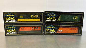 Weaver Ultra Line Model Scale Train Cars W/ EJ&E & Chicago South Shore PS-1 40 Ft 3-rail Boxcars - Lot Of 4