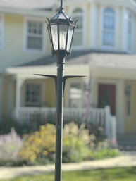 Antique 1920s Westchester, IL Octagonal Post Mount Lamp With Top Finial