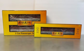 Rail King Electric Model Trains Die Cast Metal Rock Island 60 Ft Streamlined Coach Car & Sleeper/diner Set