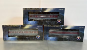 Lionel The Polar Express Model Train Car Additions W/ Baggage Car, Hot Chocolate Car, & Diner Car - Lot Of 3