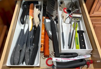 Assortment Of Cutlery, Steak Knives And Kitchen Utensils