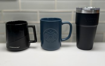 Ceramic Starbucks Mugs And Yeti Tumblr - Lot Of 3