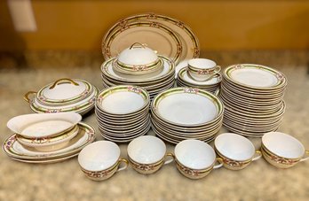 Vintage Floral And Gold Rim Victoria Czechoslovakia China Dinnerware Set