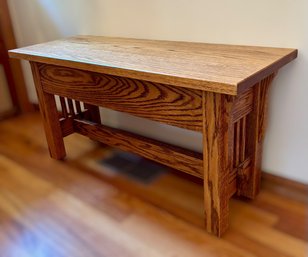 Handcrafted Mission Style Oak Storage Hall Bench With Lift-Top Seat Signed By Kara Miller