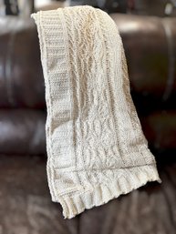 Natural Cream Color Cable Knit Throw Blanket