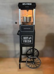 Nostalgia Hot And Fresh Vintage Style Black Rolling Popcorn Maker Concession Cart