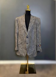 Vintage Golden West By Panhandle Slim Western Blazer Featuring Textured Black And White Weave