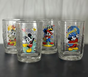 Walt Disney World 2000 Celebration Glass Collection Featuring Colorful Mickey Mouse Designs And Embossed Park
