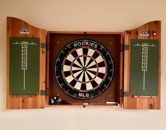 Colorado Rockies Wood MLB Wooden Wall Hanging Dart Board W/ Scoreboard & Darts
