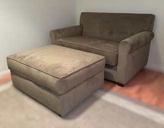 Corduroy Sleeper Armchair & Oversized Ottoman W/ Storage Set