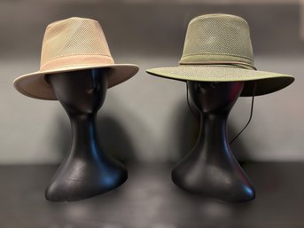 Henschel Mesh Aussie Green & Tan Sun Hats Size SM & M - Lot Of 2