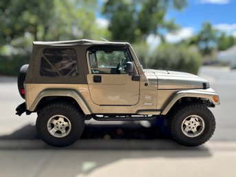 2003 Jeep Wrangler Sahara 4x4 Light Khaki Metallic With Upgraded Stereo, Fox Suspension And Hard Top