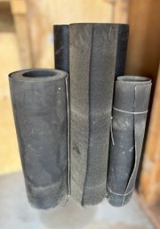 Rolls Of Black Tar Paper Used For Flooring, Industrial Applications, Or Roofing