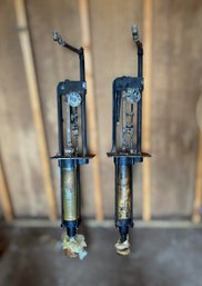 Antique Hand-cranked Bowser Oil Or Kerosene Pumps -set Of 2