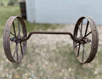 Antique Iron Axle With Wheels