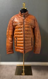 Scully Cognac Genuine Leather Quilted Jacket Size L