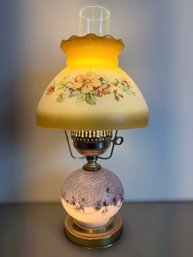 Vintage Floral-patterned Gone With The Wind Style Glass Hurricane Table Lamp