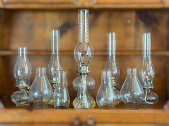 Antique Clear Glass Kerosene Lamps W/ Extra Glass Shades