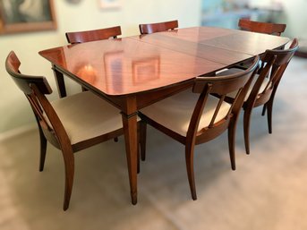 Magnificent Walter Of Wabash Red Wood Dining Table W/ 6 Dining Chairs