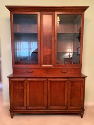 Gorgeous Cherry Wood China Cabinet Hutch W/ Glass Doors, Drawers, & Cabinets