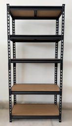 Black 5-tier Heavy-duty Industrial Storage Shelving Unit With Wood Composite Shelves