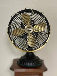 Rare Vintage Casablanca Zephair 1928D Oscillating Desk Fan In A Matte Black And Brass Finish